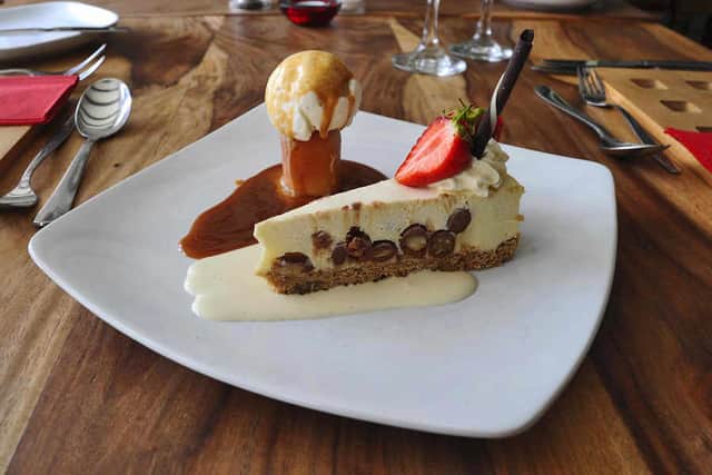 Rocky road ahead – the rocky road cheesecake with butterscoth sauce and ice cream seriously impressed our critic