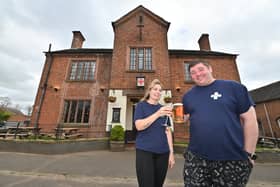 Matt Moulson and one of his daughters Jamie Varley outside the pub