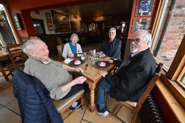 Customers Tony, Penny, Roly and Derek celebrate Tony's birthday