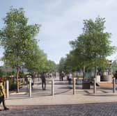 An artist's impression of the new public space off Bilston High Street (viewed from High Street)
