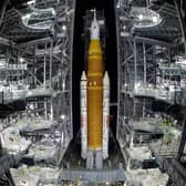The NASA Artemis II rocket with the Orion spacecraft aboard leaves the Vehicle Assembly Building ahead of launch, hopefully this week