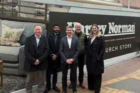 Lachlan Roach (centre) with (left to right) Ian Bain (Harvey Norman), Raj Kandola and Russ Ashman (both Greater Birmingham Chambers) and Charlie Elliott, head of Royal Sutton Coldfield and Lichfield & Tamworth Chambers of Commerce 