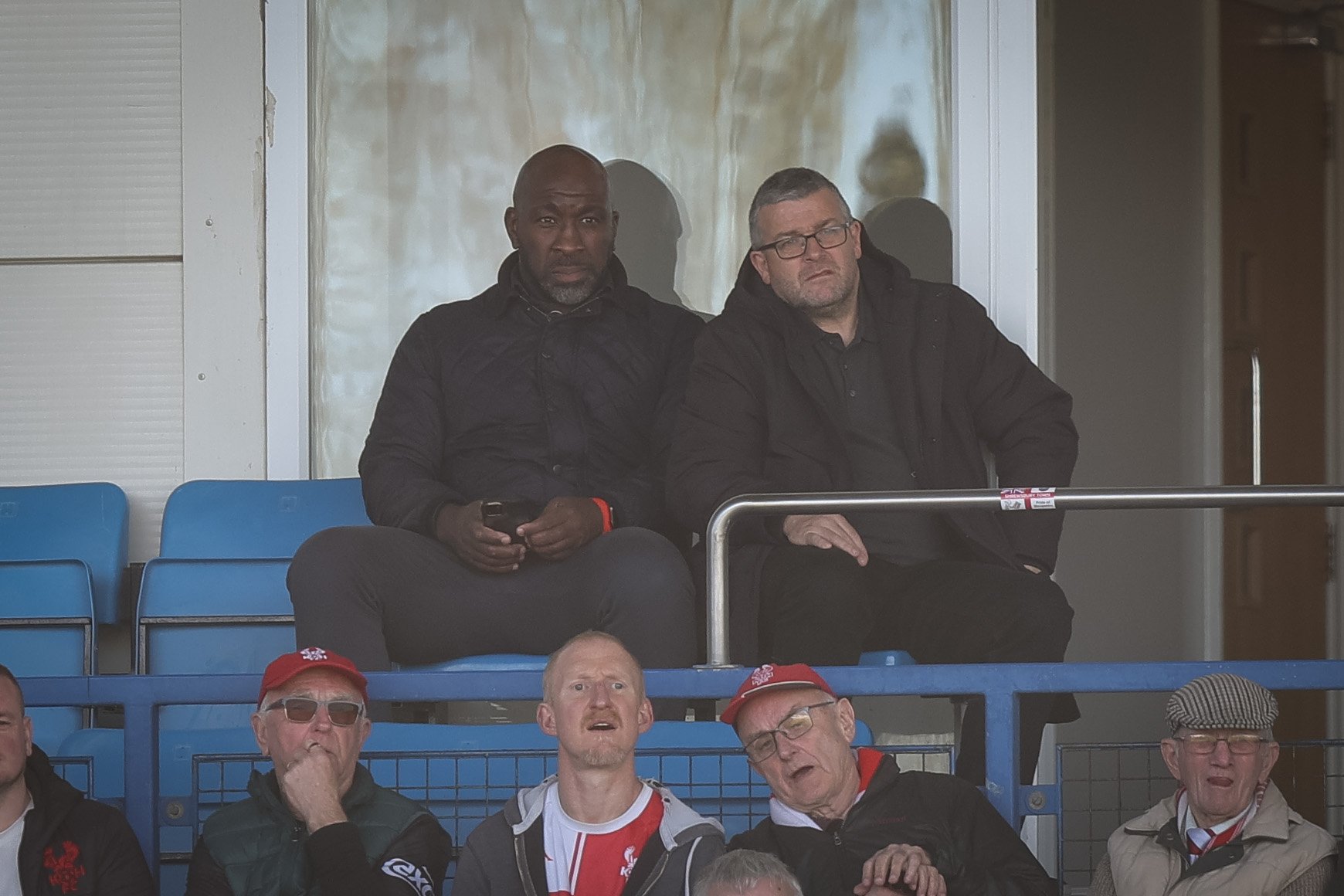 Out of work former West Brom manager pictured at National League North game