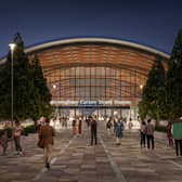 Visualisation showing the front of the new Curzon Street station from Moor Street Queensway