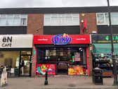 This extends to 860 sq ft on the ground floor and 408 sq ft on the first floor, is let to a business trading as Dixy Chicken on a ten-year term until December 2033.