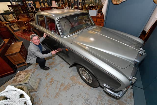 A Bentley T1 featured in popular 1980's TV show Lovejoy is up for auction at Fieldings Auctioneers in Stourbridge. Pictured is Andrew Mayall from the auction house.