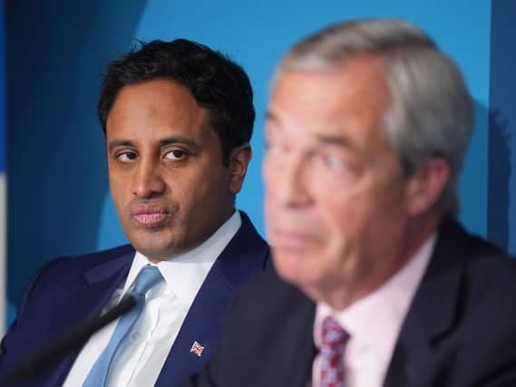 Reform UK home affairs spokesman Zia Yusuf looks at party leader Nigel Farage