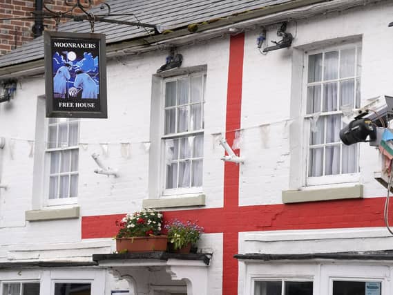 England flag painted across Wiltshire pub