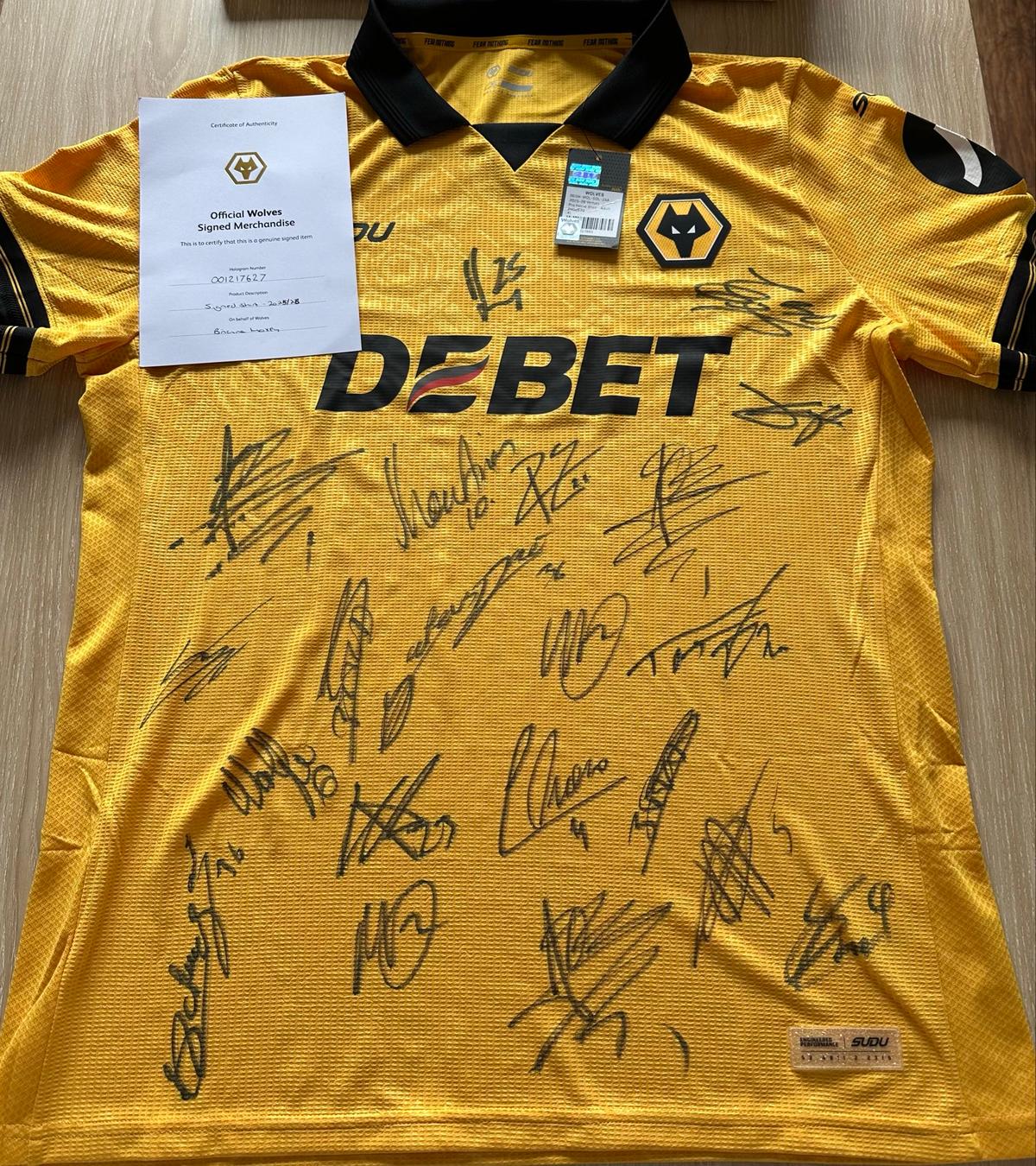 Wolves Signed Team How to WIN a signed Wolves shirt in charity fundraiser