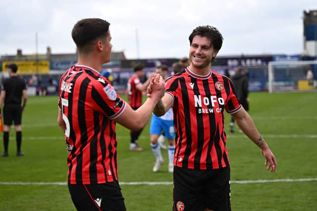 Mason Hancock scored his first two goals for Walsall in a 3-1 win at Barrow in April.