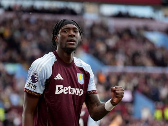 Aston Villa’s Tammy Abraham celebrates scoring the winner at Villa Park