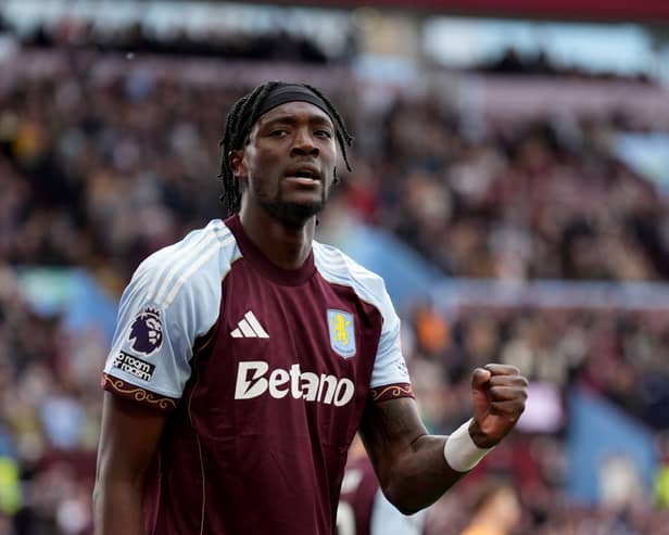 Aston Villa’s Tammy Abraham celebrates scoring the winner at Villa Park