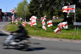 St George's flags at 'Jigger Island' Brownhills