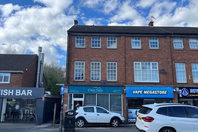 The former premises of Clent Hills veterinary surgery at 165 New Road in Rubery, near Birmingham, which is listed for sale at auction