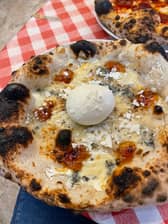 Eight cheese pizza at Pizza Pilgrims at Grand Central at Birmingham New Street