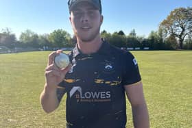 Penkridge CC's Myles Davis after his astonishing six wickets in six balls 