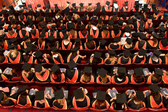 Wolverhampton University students at the Grand Theatre, Wolverhampton, at their graduation ceremony