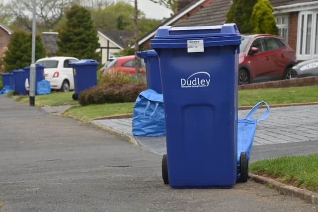 Unemptied recycling bins in Sedgley, Dudley