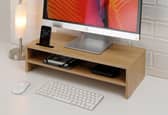 This screen riser is ideal for keeping desktop clutter stored away