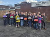The protesters outside Darlaston Sport and Social Club