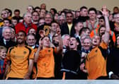 Sam Vokes celebrating promotion with Wolves