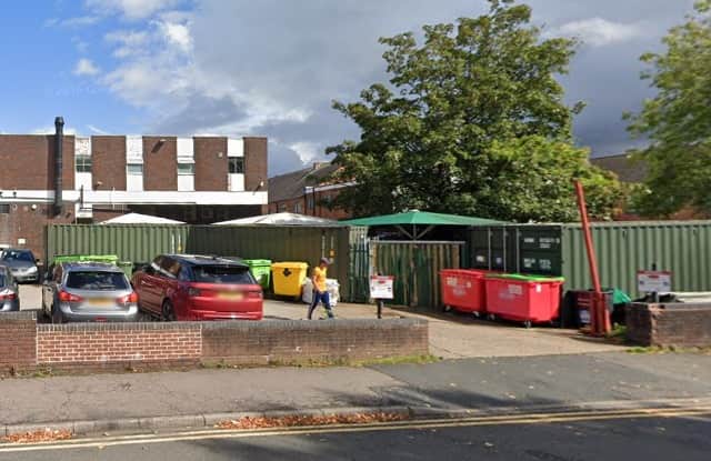A Google Street View image of the storage containers at the back of Bar Sport in Canmock town centre, as seen from Danilo Road