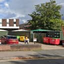 A Google Street View image of the storage containers at the back of Bar Sport in Canmock town centre, as seen from Danilo Road