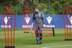 WALSALL, ENGLAND - MAY 1: West Bromwich Albion new Head Coach James Morrison carries a mannequin at West Bromwich Albion Training Ground on May 1, 2026 in Walsall, England.  (Photo by Adam Fradgley/West Bromwich Albion FC via Getty Images)