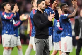 Arsenal manager Mikel Arteta applauds the fans in Madrid