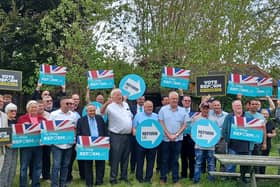 Lee Anderson with Reform candidates in the garden of The Brunswick pub in Wednesbury