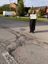 Cllr Shaneila Mughal with the pothole map for her ward. Picture Dudley Labour Party 