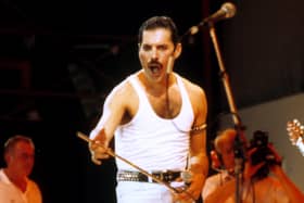 Freddie Mercury of Queen on stage