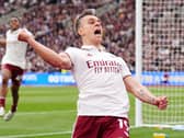 Arsenal’s Leandro Trossard celebrates
