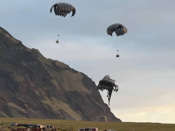 Equipment is landed on the island