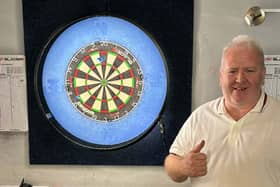 Junction's Mark Curley after pulling off his 6 Dart Leg.