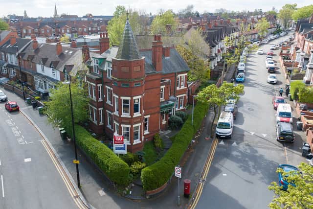 Aerial view of the frontage of 368-372 High Street in Smethwick
