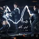 Alexandra Capitanescu, representing Romania, performs the song Choke Me during the grand final of the Eurovision Song Contest in the Wiener Stadthalle in Vienna, Austria