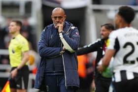West Ham manager Nuno Espirito Santo reacts on the touchline at St James' Park