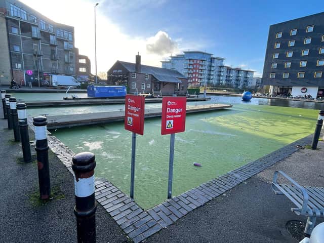 The canal basin in Walsall town centre, photographed in December 2025