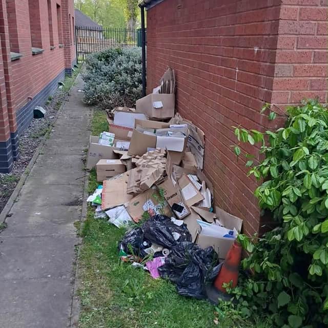 Waste piled up outside the centre