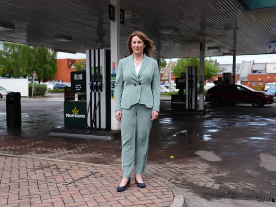 Chancellor Rachel Reeves during a visit to a petrol station in Leeds