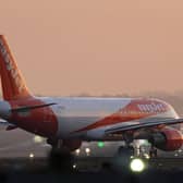 An easyJet plane taxies before take-off at Gatwick Airport