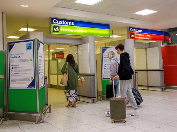 Arrivals at the customs area of Gatwick Airport
