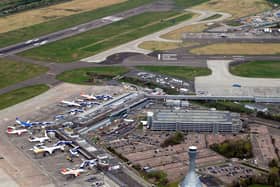 An aerial view of Edinburgh Airport