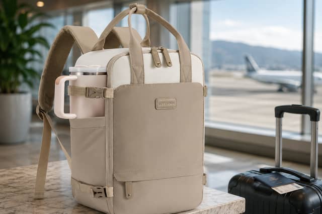 The LOVEVOOK underseat travel bag is designed around Ryanair cabin size requirements with multiple storage compartments.