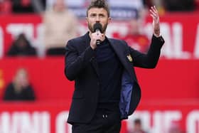 Michael Carrick speaks to the fans