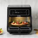 The Breville Halo Flexi air fryer features an 11-litre design with removable divider and dual cooking zones