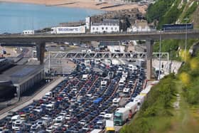 Vehicles queueing for the Port of Dover