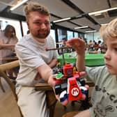 Rhys and Luke building lego