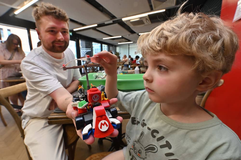 Rhys and Luke building lego